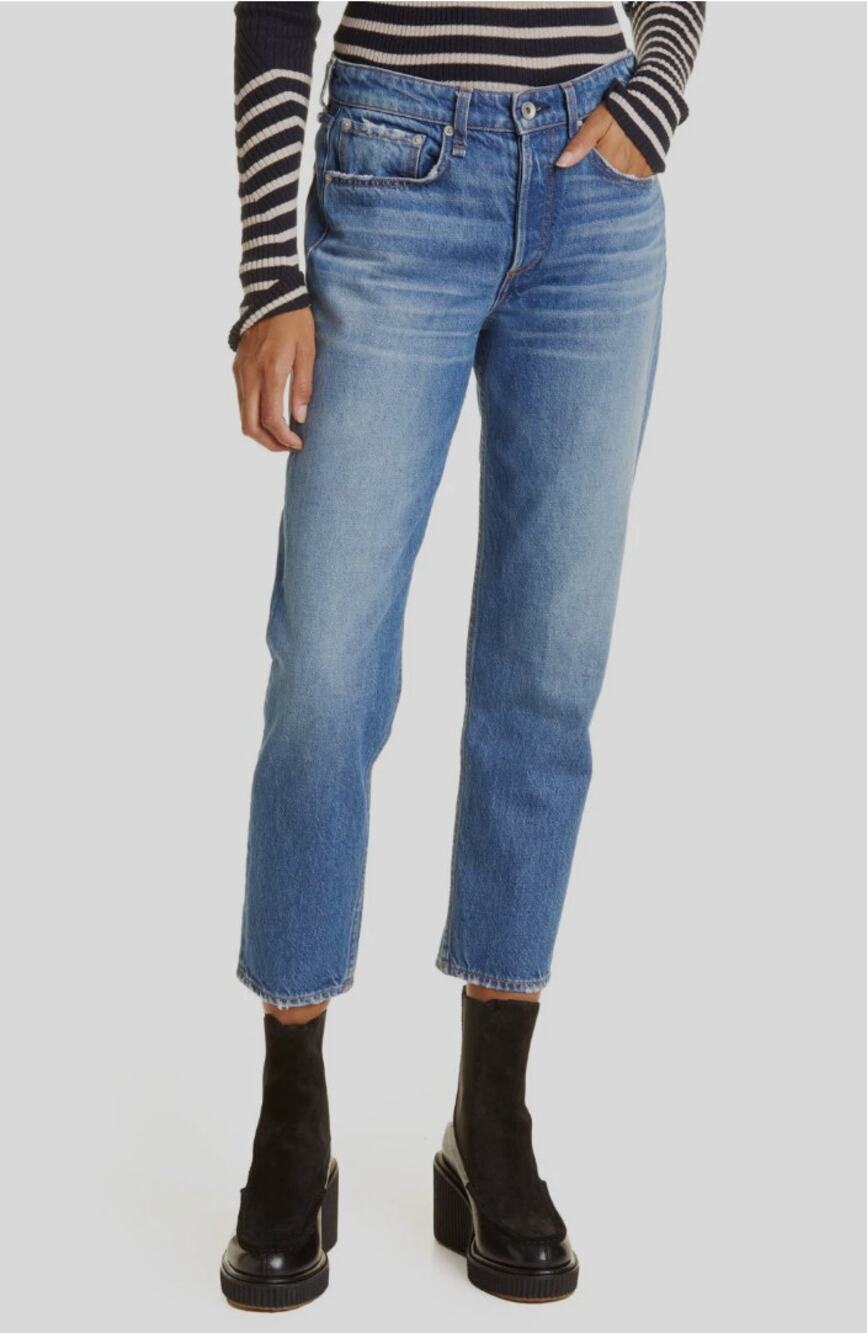 Rag & Bone Women's Clean Mick Rosa Mid-Rise Boyfriend Button Fly Jeans Size 29